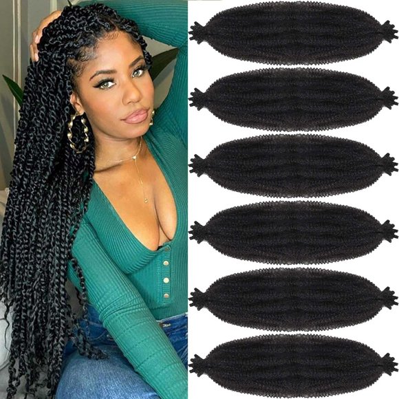 shiyou-6 Packs Pre-Separated Springy Afro Twist Hair 30 Inch Spring Twist Hair Natural BlackMarley Twist Crochet Braiding Hair for Soft Locs Hair Synthetic Hair Extensions for Women (30Inch,1B)