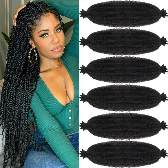 shiyou-6 Packs Pre-Separated Springy Afro Twist Hair 30 Inch Spring Twist Hair Natural BlackMarley Twist Crochet Braiding Hair for Soft Locs Hair Synthetic Hair Extensions for Women (30Inch,1B)