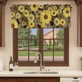 thumbnail image 6 of 2 Pack Valances for Window, Spring Daisy Short Curtains for Kitchen Bedroom Living Room, Botanical Brown Yellow Flowers Oil Painting Rod Pocket Small Window Treatment Valance Drapes 60 x 18 Inch, 6 of 8
