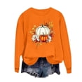 thumbnail image 2 of HOMBOM Orange Sweatshirt for Women Crew Neck Fashion Halloween Pumpkin Floral Soft Young Womens Festive Sweat Shirts Long Sleeve Fall Clothes, 2 of 5