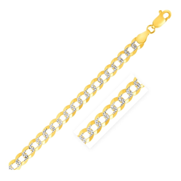 4.7 mm 14k Two Tone Gold Pave Curb Chain Size 20 inches