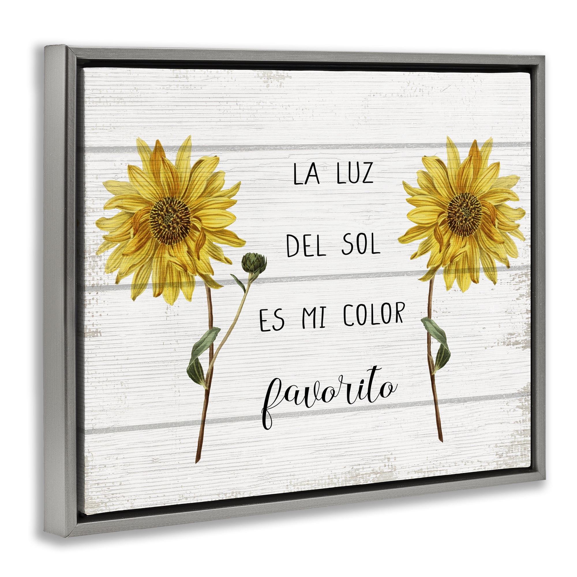 Stupell Industries La Luz Del Sol Inspirational Quotes & Sayings Painting Gray Floater Framed Art Print Wall Art, 31 x 25