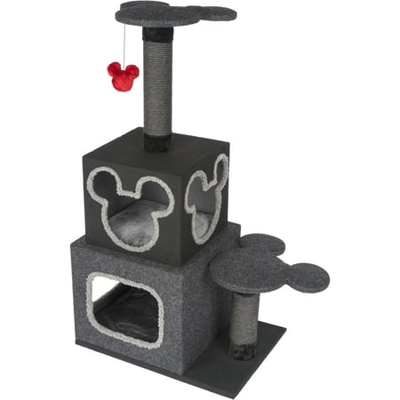 UPC: 0030172101076 | Penn-Plax Disney Cubical Cat Condo with Lounging Towers  Sisal Scratching Posts  and Swatting Toy – Gray
