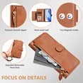 thumbnail image 6 of Phone Case for Motorola Moto Edge 50 Fusion, Shockproof PU Leather Wallet Case with 7 Card Slots Stand Magnetic Flip Zipper Pocket Cover for Motorola Moto Edge 50 Fusion, Brown, 6 of 7