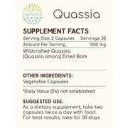 HerbEra Quassia Capsules, Herbal Dietary Supplement for Digestive Support, Quassia (Quassia amara) Dried Bark Capsules, Natural, 60 Capsules