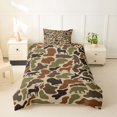 thumbnail image 2 of Castle Fairy Hunting Camo Wildlife Twin Duvet Cover,Deer Bear Turkey Dog Silhouette Twin Bedding,Khaki Brown Green,Black Reversible,2pcs,No Comforter,1 Duvet Cover and 1 Pillowcase, 2 of 5
