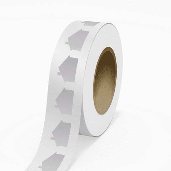 JAM Paper Standard Label Rolls, House, 1 7/8 x 2 7/8, Silver Metallic Foil, 125 Labels/Roll