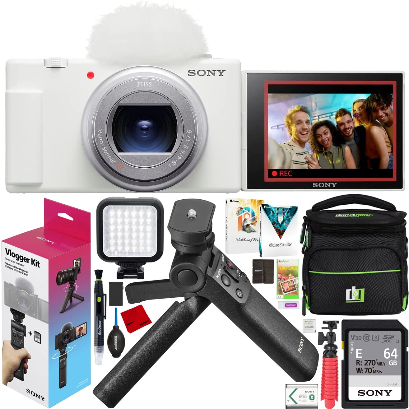 Sony ZV-1 II Vlog Camera with 4K Video & 20.1MP for Content Creators and  Vloggers White ZV-1M2/W Bundle with ACCVC1 Kit including GP-VPT2BT 