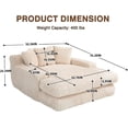 thumbnail image 2 of Oversized Chaise Lounge Chair, Corduroy Loveseat Floor Sofa,Comfy Short Plush Cloud Couch Bed,Modern Sleeper Chair Sofa Recliner for Living Room,Bedroom,Office, 2 of 7
