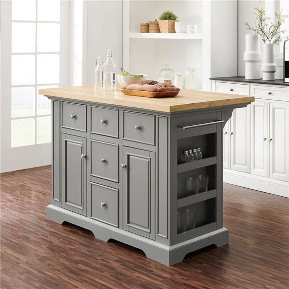 50 x 32 x 36 in. Julia Wood Top Kitchen Island, Gray & Natural