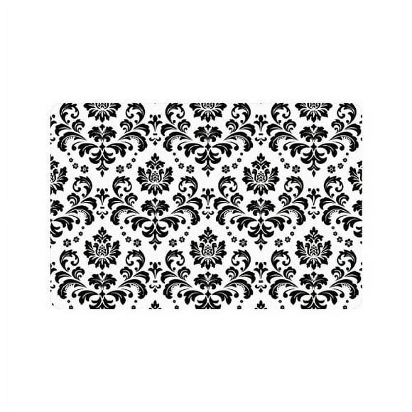 MKHERT Elegant Damask Black and White Floral Doormat Rug Home Decor Floor Mat Bath Mat 23.6x15.7 inch
