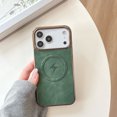 thumbnail image 2 of for iPhone Air Case Compatible with MagSafe,Vintage Classic Leather Luxury Business Vintage PU Cover,Plating Edge Anti-Scratch Shockproof Case for iPhone Air,Green, 2 of 9