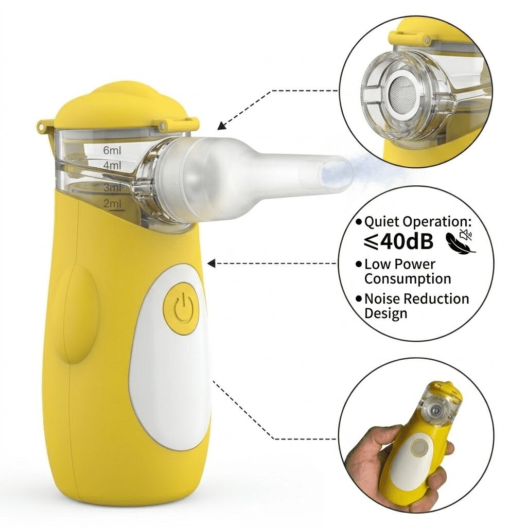 AJZIOJIRO Rechargeable Respiratory Comfort System 0.5-5μm Cool Mist Portable Personal Humidifier Auto-Clean for Home & Travel