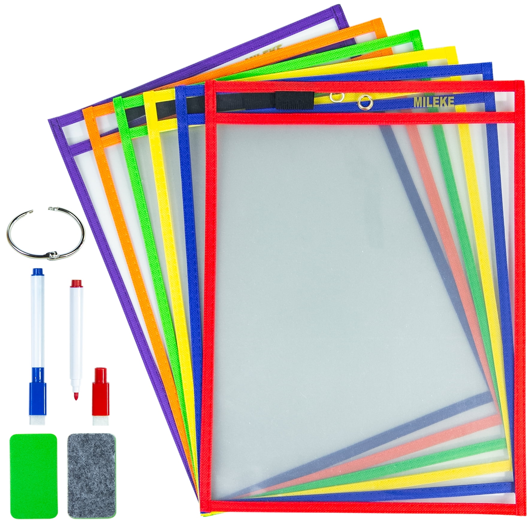 6pcs Dry Erase Pockets for Drawing & Practise, Rewritable Erase Sleeves