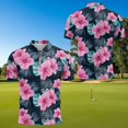 thumbnail image 4 of Aplkyhs Hawaiian Flowers Matching Golf Shirts for Couple Quarter Zip Men's Casual Short Sleeve Cool Golf Shirts 4-Way Stretch for Golf,Tennis,Hiking,Running,Gym Breathable Fabric, 4 of 6