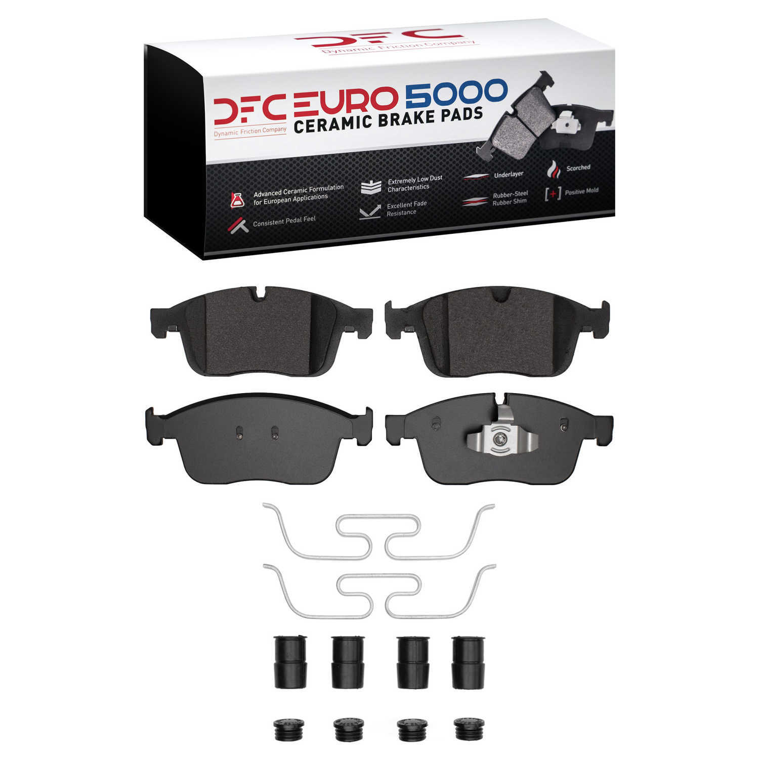 Dynamic Friction Company 1600-1866-01 DFC EURO 5000 Ceramic Brake Pads and Hardware Kit