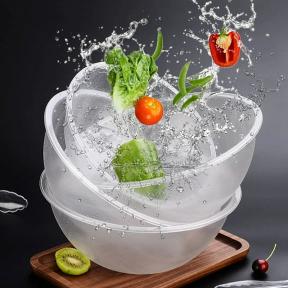 Large Round Clear Acrylic Serving Bowls Salad Fruit Buffet Salad Serving Containers Dishes Tableware