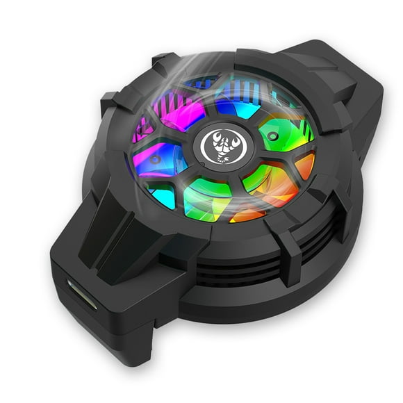 Enfriador de teléfono móvil USB Almohadillas de silicona antideslizantes Estuche de ventilador de refrigeración Radiador de sobrecalentamiento Sistema LED RGB Down Niños Niñas Regalos Negro Scienceny EL005166-01