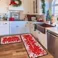 thumbnail image 3 of Red Christmas Kitchen Rugs and Mats Set of 2, Christmas Decorations for Home, Holiday Kitchen Floor Mat Merry Xmas Decor Non-Slip Backing Holly Pine Branches Pinecones Rug 17"x47.2"+17"x30", 3 of 6