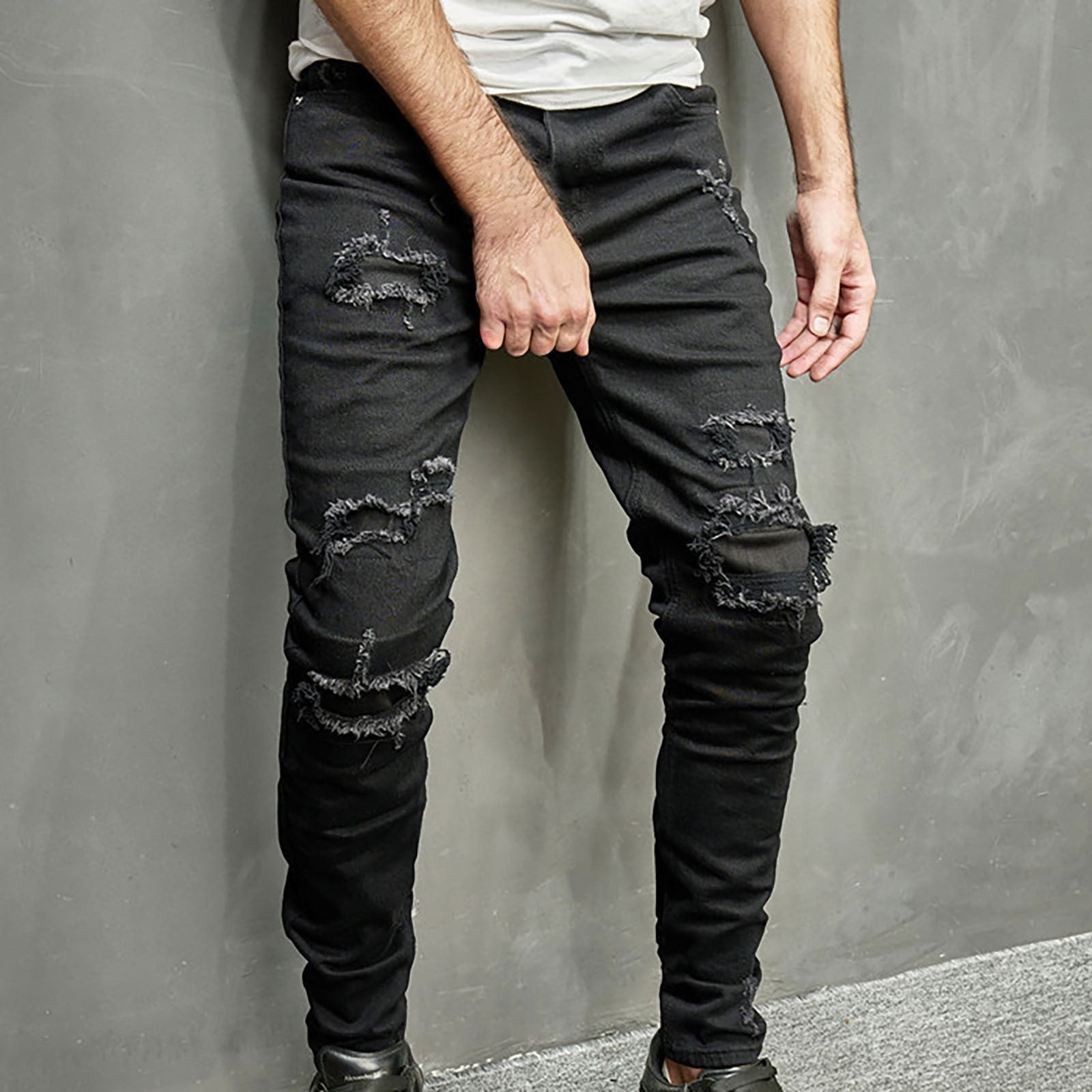 50% OFF 以上 - レディース福袋 Penkiiy Ripped Straight Cotton Denim Casual Men's Jeans Mens Clothing