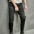 thumbnail image 5 of JXMVOJ Men's Ripped Slim Fit Straight Leg Jean Denim Pant Full Length Pants, 5 of 9