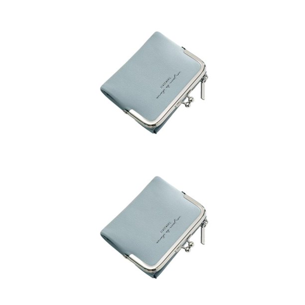 Qarigey Cartera de cuero plegable portátil para mujer, monedero para fiesta, banquete, monedero de viaje, tarjetero de crédito y débito, Azul 2piezas