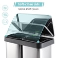 thumbnail image 4 of Dual Trash Can, 8 + 9.5 Gal (30 + 36L) Stainless Steel  Garbage Can for Kitchen,2 Compartments,with Hinged Lid and Inner Buckets,Side Handles,Steel Pedal,Fingerprint-resistant,Easy to Clean and Use, 4 of 8