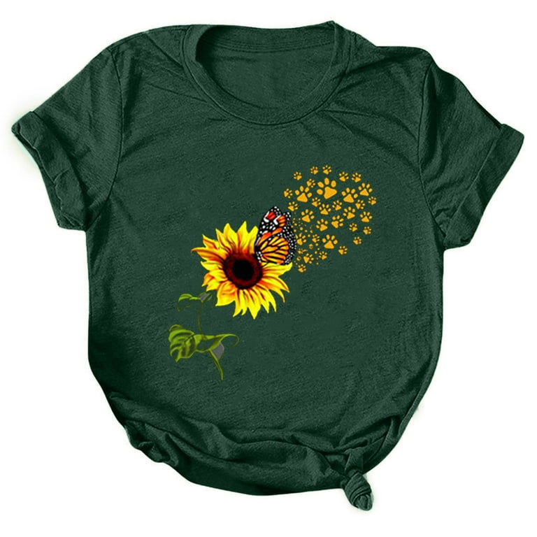 HAPIMO Rollbacks Shirts for Women Sunflower Graphic Print Tee