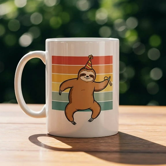 Adorable Sloth Birthday Party Coffee Mug Celebrate Sloth Lover Cup Cute 11Oz