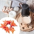 thumbnail image 4 of Fall Candle s Wreaths Fall Candle Holders Floral Arrangement Artificial Maple Leaf Candle Garland for Tabletop Cafe Living Room Decor Orange Yellow, 4 of 10