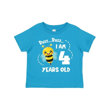 

Inktastic Buzz Buzz I Am 4 Years Old Cute Bee Gift Toddler Boy or Toddler Girl T-Shirt