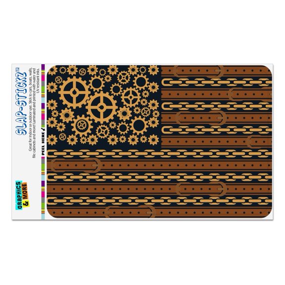 Steampunk American Flag with Gears Belts Chains Home Business Office Sign