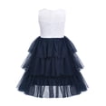 thumbnail image 2 of iiniim Tiered Mesh Skirt Kids Girls' Princess Holiday Party Wedding Prom Gown Flower Dress, 2 of 7
