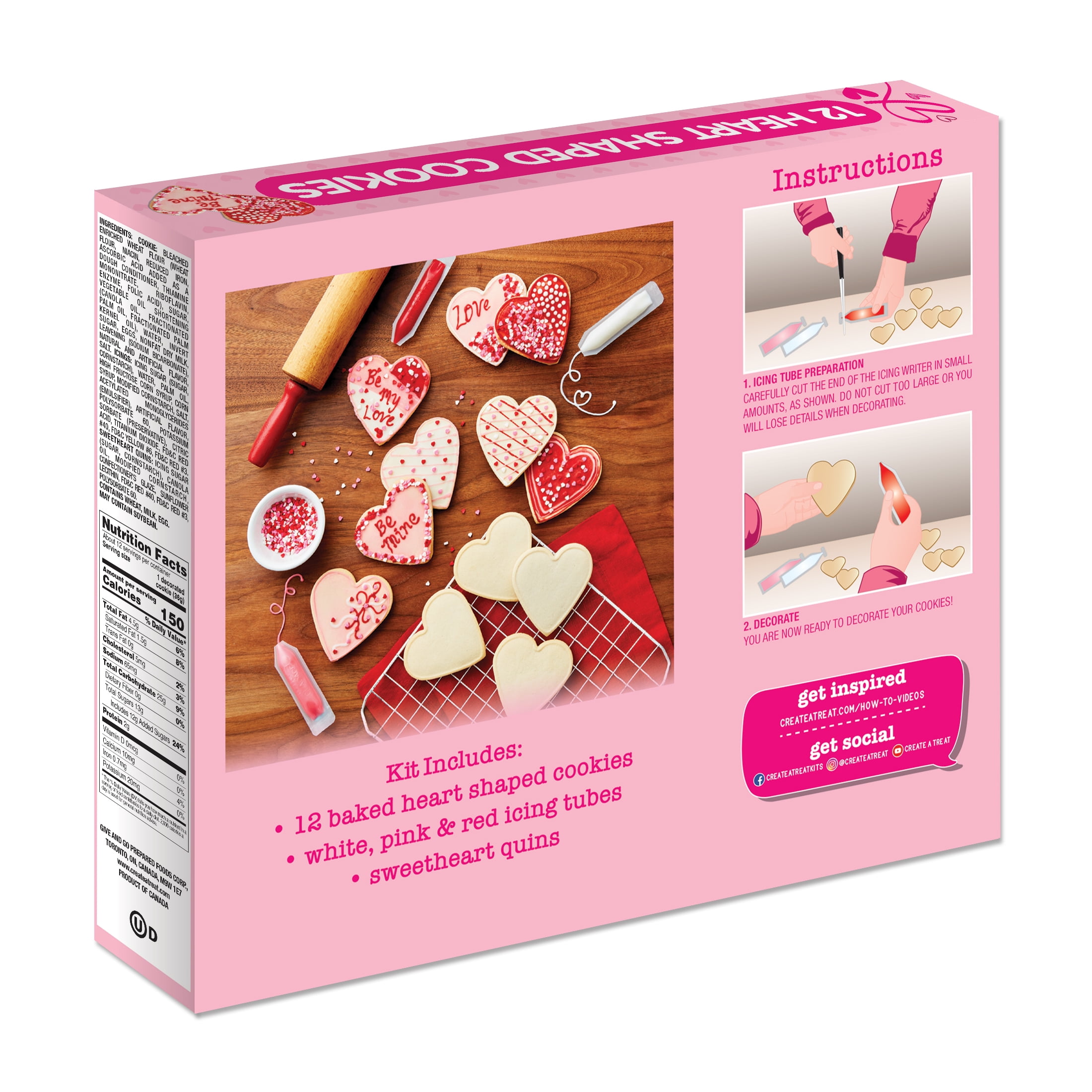 Freshness Guaranteed Vanilla Valentines Heart Shaped Cookie Kit, 15.2 oz