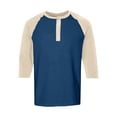 thumbnail image 7 of Dwelliawo Mens Summer Fall Henley Shirts Raglan 3/4 Sleeve Jersey Baseball T-Shirts Casual Workout Sport Athletic Tee Tops Navy L, 7 of 7