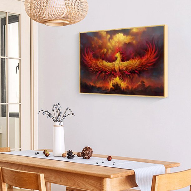 Cuadros Decorativos Flaming Phenix Full Round Diamond Painting 5D DIY Pictures Dibujo de diamantes de imitación Ndcxsfigh Nuevos Originales