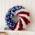 thumbnail image 3 of TOPRenddon Patriotic Independence Day Wreath - Red White Blue Decor with Five-Pointed Star for Door Wall Window - Durable All-Weather Holiday Home Decoration, 3 of 7