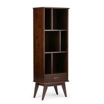 Draper 64 inch x 22 inch Solid Wood Mid Century Modern Bookcase and Storage Unit in Medium Auburn Brown