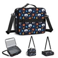 thumbnail image 5 of Basketball and Star Navy Pattern Bento School Insulated Lunch Bag Box with Shoulder Strap and Bottle Holder, 11" X 9.5" X 3.5", 5 of 5