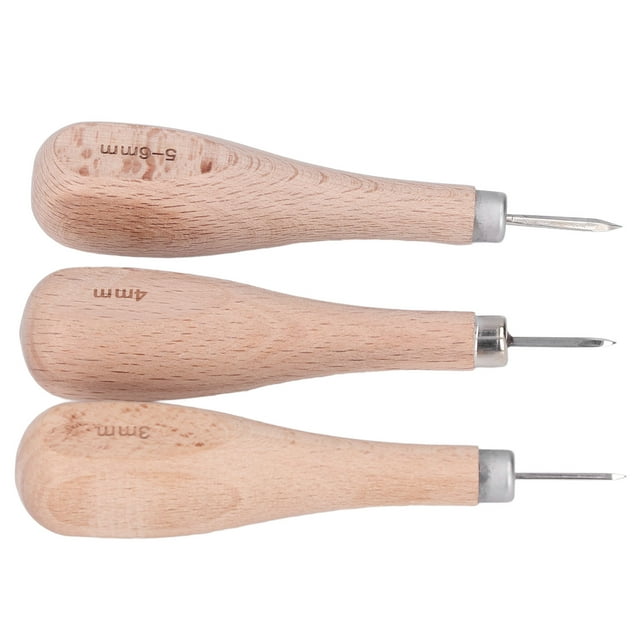 Awl Punch, Diseño Ergonímico de Madera de Haya Awl de Cuero para Golpes de Cuero para Costura de Cuero