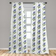 thumbnail image 5 of Ambesonne Flower Curtains, Watercolor Lilac Pattern, Pair of 28"x84", Lime Green Ceil Blue, 5 of 5