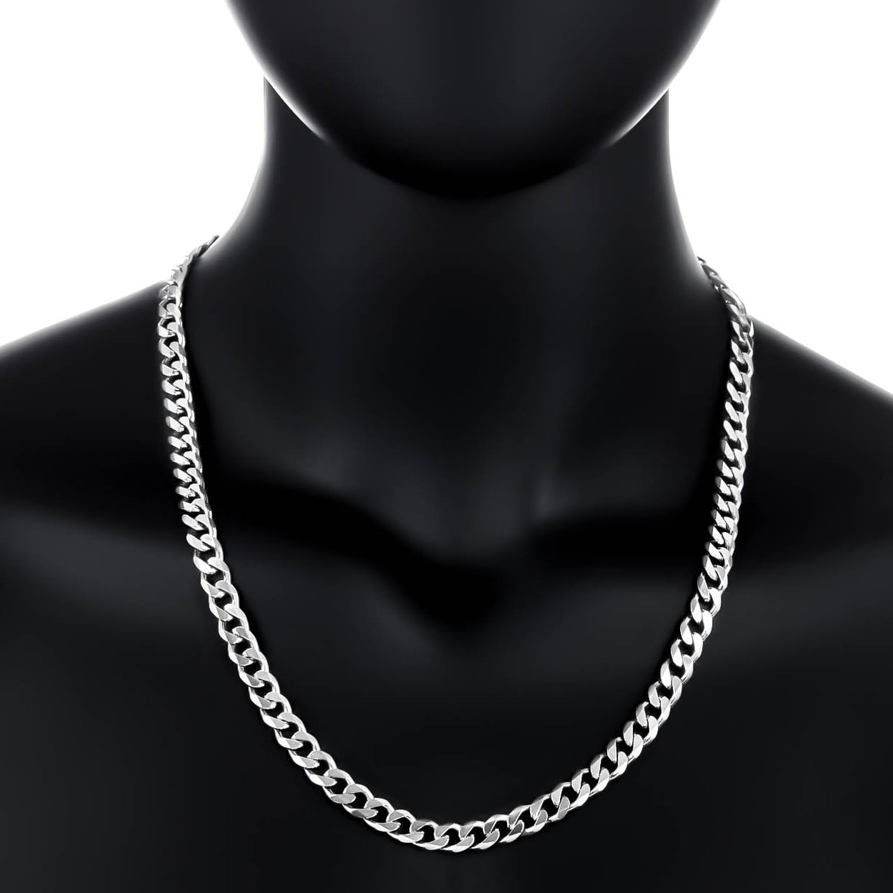 Men's 8.5mm Solid .925 Sterling Silver Flat Cuban Link Curb Chain Necklace, 24 inches