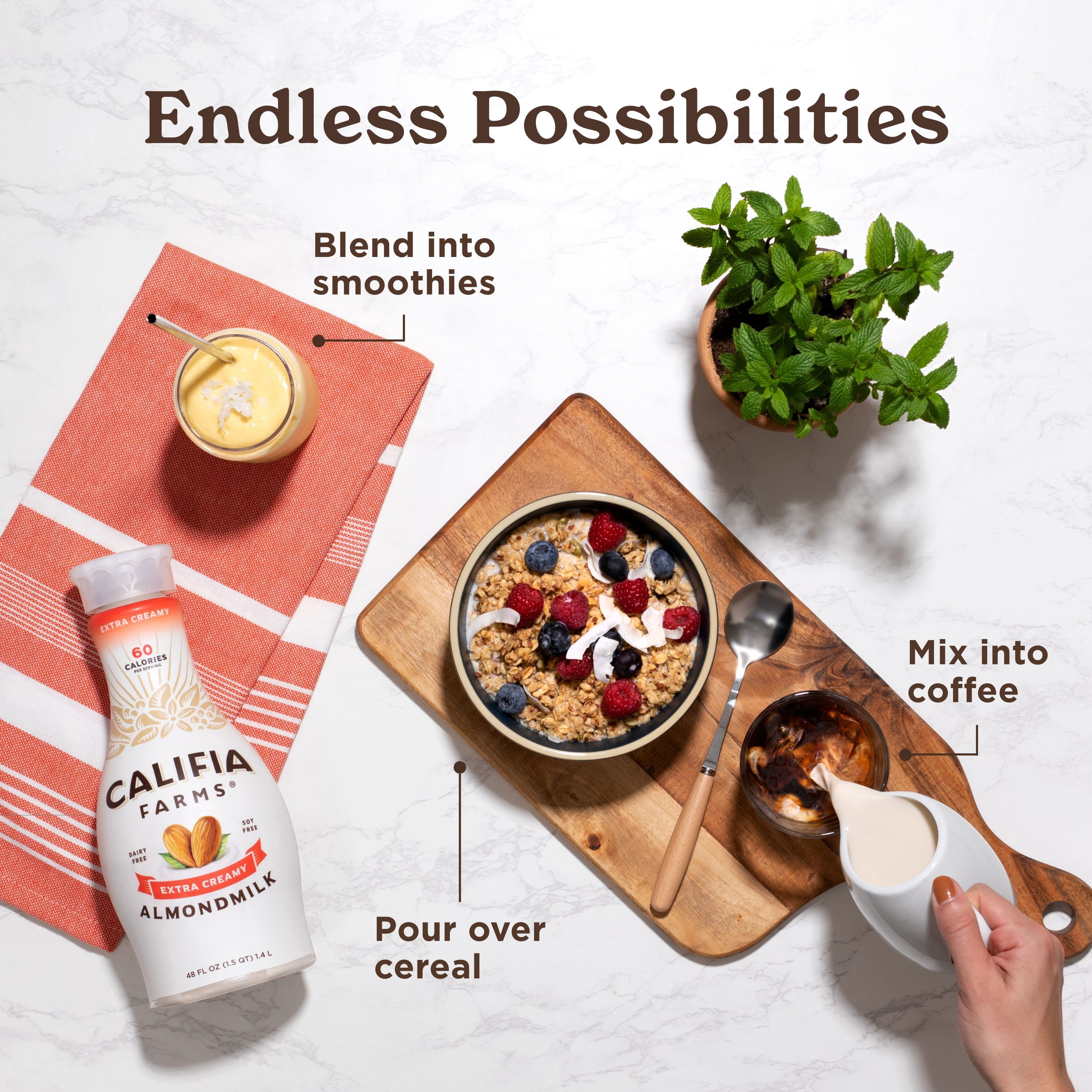 Califia Farms, Extra Creamy Almond Milk, 48 Fl Oz Plastic Bottle