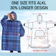 thumbnail image 4 of Oversized Wearable Blanket Hoodie,Blue Checkerboard Checkered Pattern Sherpa Blanket Hoodie with Super Pockets,Super Warm Fuzzy Pullover for Women & Men, 4 of 6