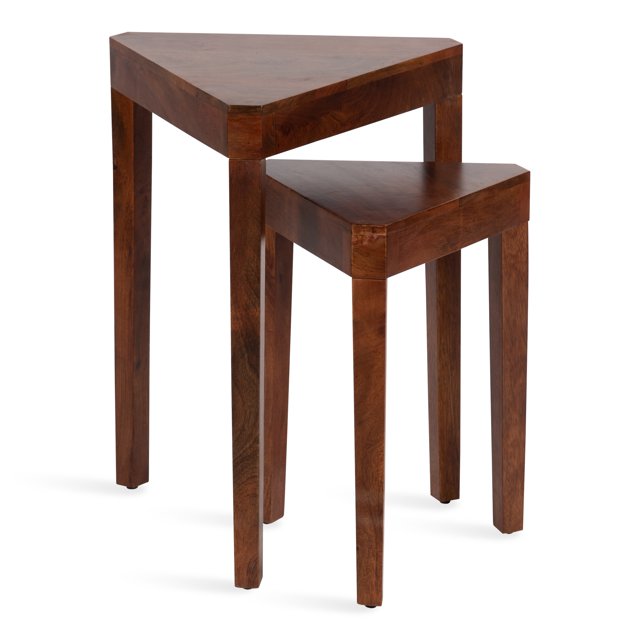Kate and Laurel Talcott Mid-Century Nesting Side Tables, Set of 2, 16 x 16 x 25, Walnut Brown, Decorative Modern Solid Wood Bedroom Nightstand Tables for Storage and Display