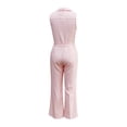 thumbnail image 5 of Idoravan Jumpsuits for Women Casual Wide Leg Womens Fashion Summer Solid Casual Sleeveless Button Belt Long Jumpsuit, 5 of 6