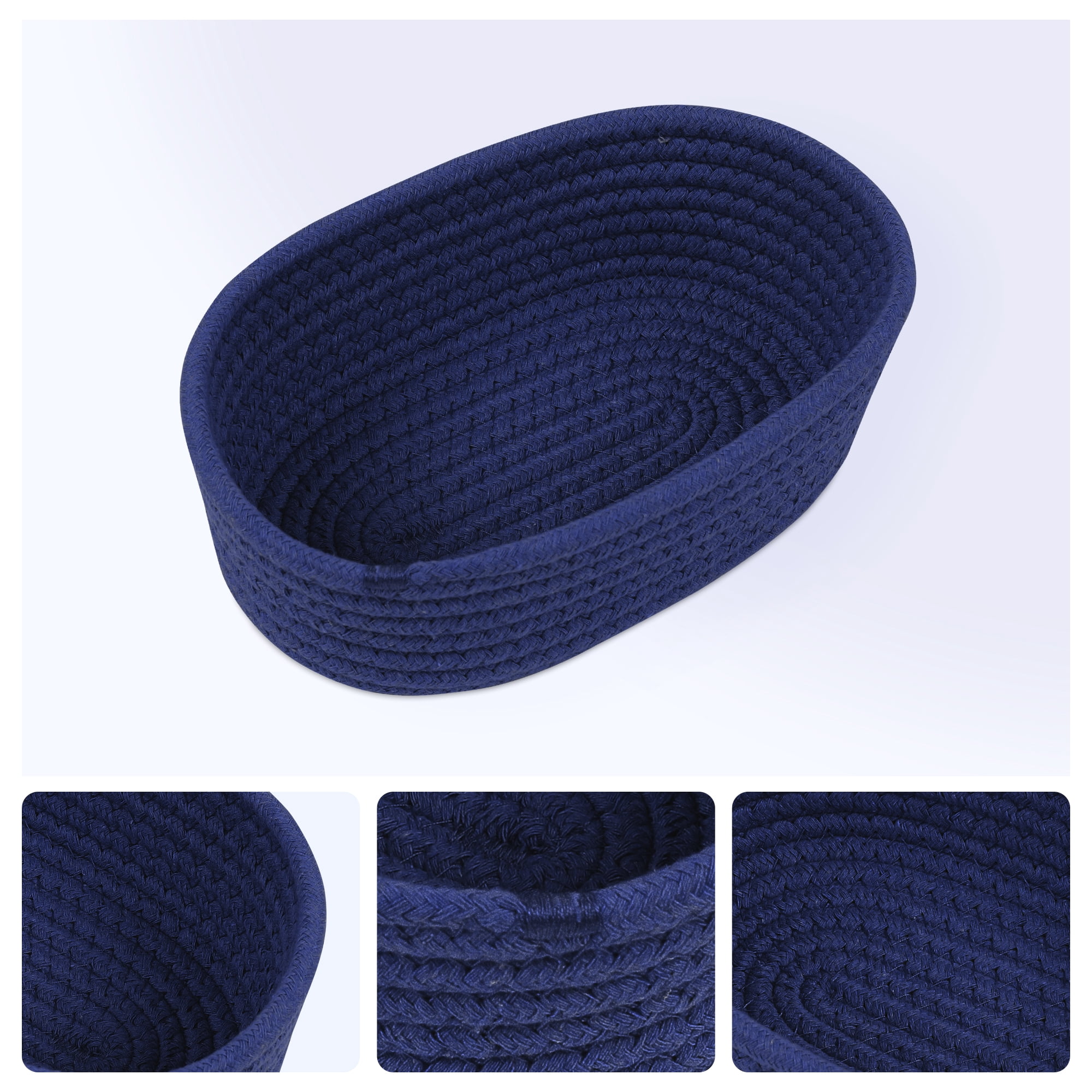 Unique Bargains 3Pcs Storage Basket for Key Tray Bowl Navy 9.1*5.1*2.8in