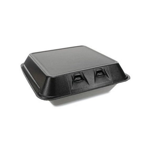 SmartLock Foam Hinged Containers Large, 9 x 9.13 x 3.25, Black, 150/Carton