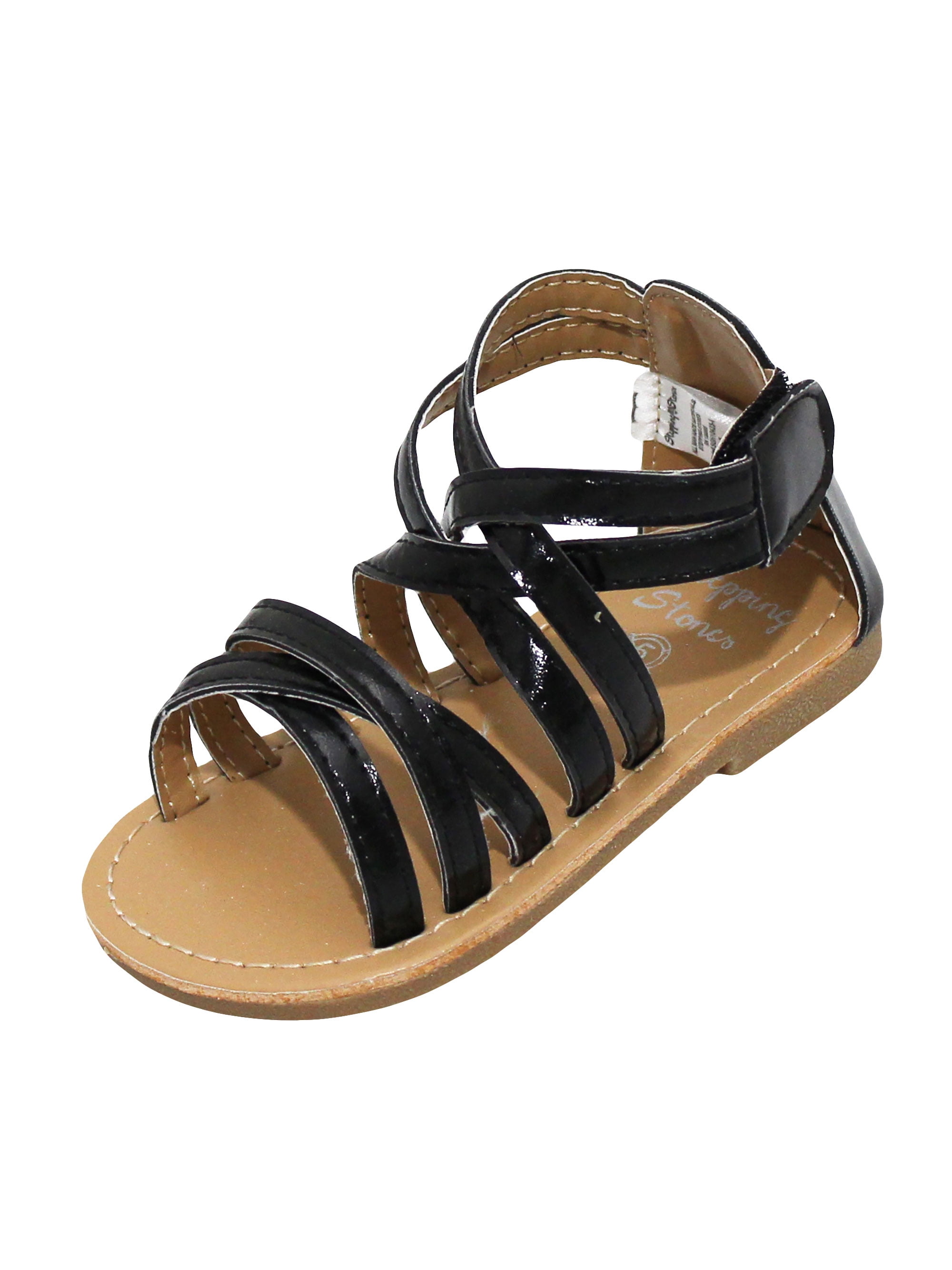 little girls black sandals