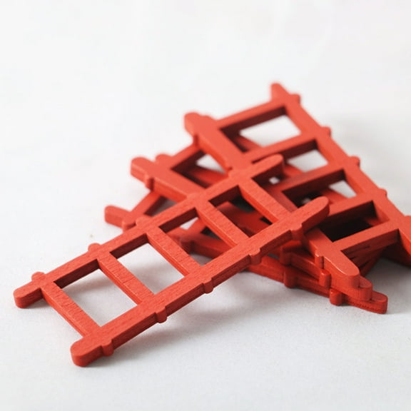 Luxshiny Miniature Ladders Wood Red Children Diy Props Home Decoration 12Pcs